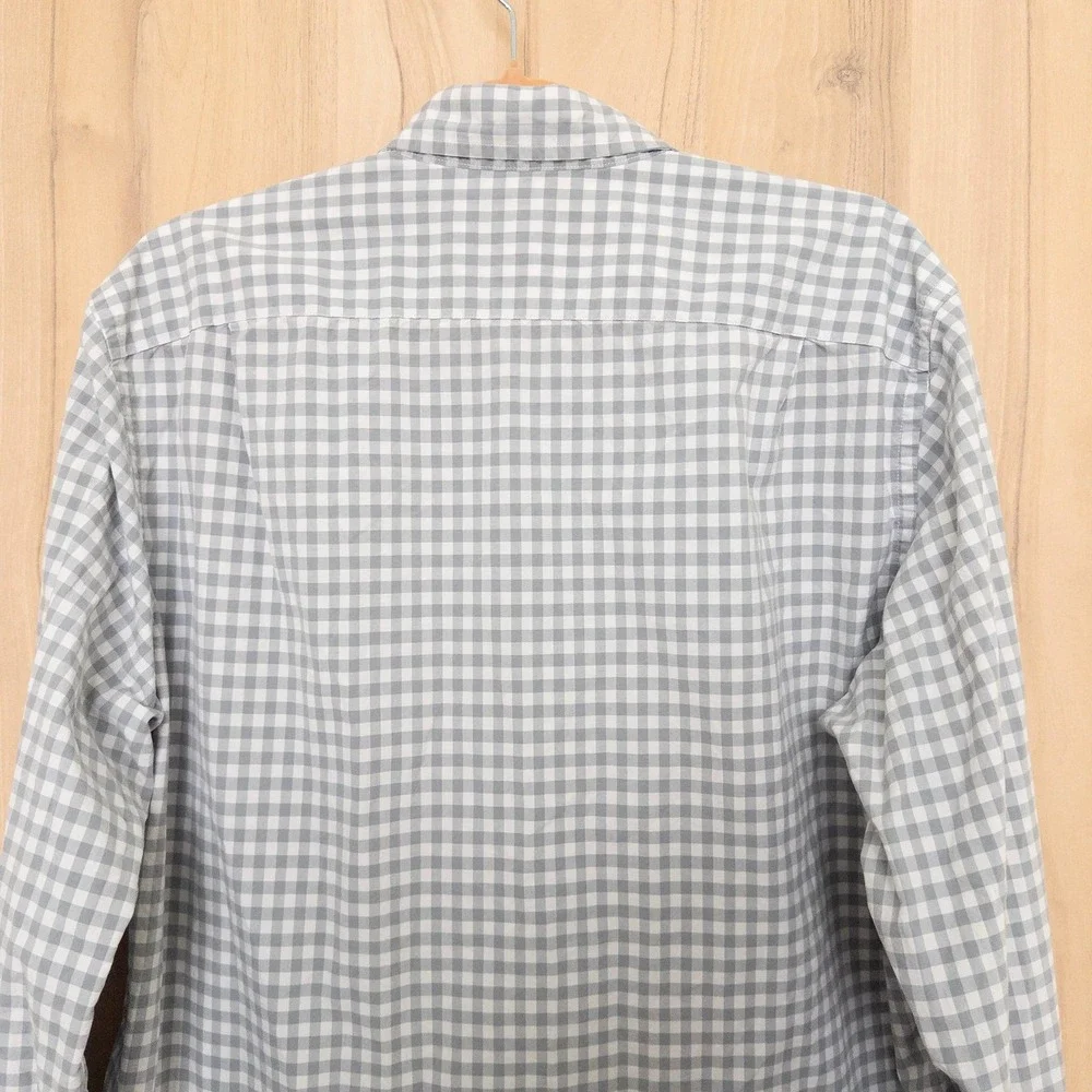 J.Crew Mens Button Down Shirt Size L Gray Plaid Classic Preppy Office Minimalist